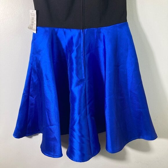 Womens Jrs Jodi Kristopher Fit Flare Halter‎ Dress Black Royal Blue 7 NWT - Picture 5 of 8
